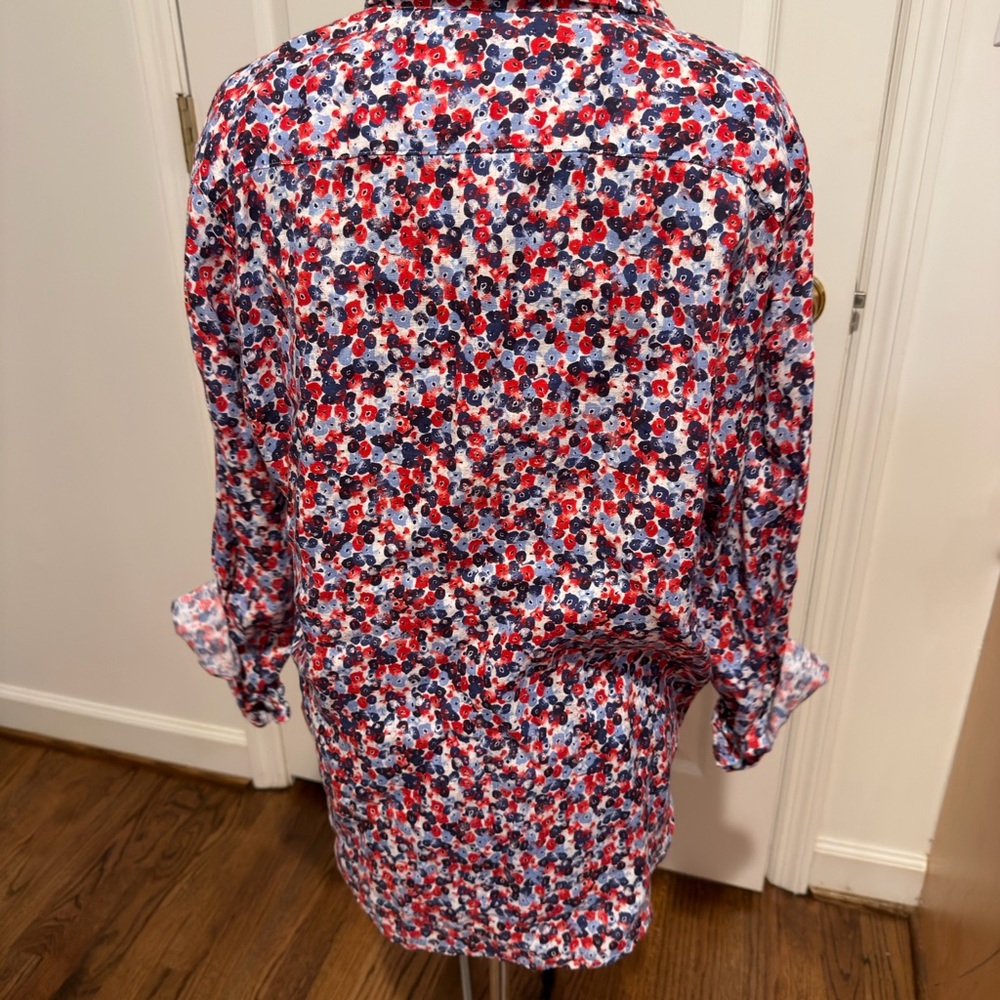 Frank & Eileen Red and Blue Floral Shirt - Picture 4 of 5